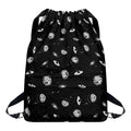 Black And White UFO Pattern Print Drawstring Backpack