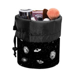 Black And White UFO Pattern Print Drawstring Makeup Bag