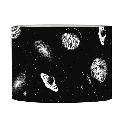 Black And White UFO Pattern Print Drum Lamp Shade