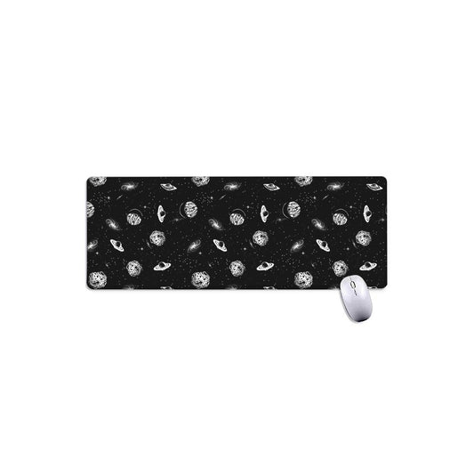 Black And White UFO Pattern Print Extended Mouse Pad
