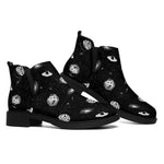 Black And White UFO Pattern Print Flat Ankle Boots