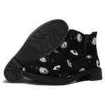 Black And White UFO Pattern Print Flat Ankle Boots