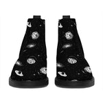 Black And White UFO Pattern Print Flat Ankle Boots