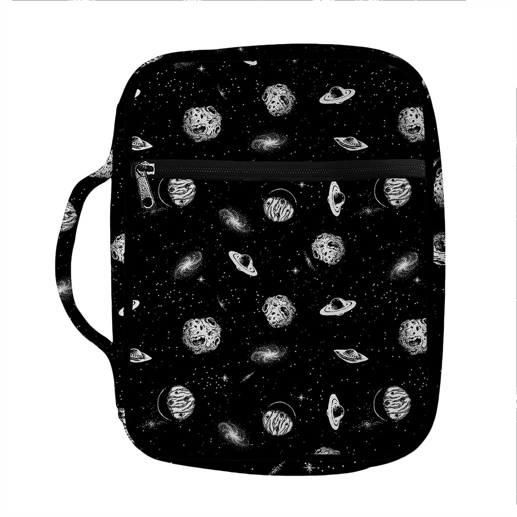 Black And White UFO Pattern Print Front Pocket Bible Bag