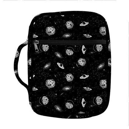 Black And White UFO Pattern Print Front Pocket Bible Bag
