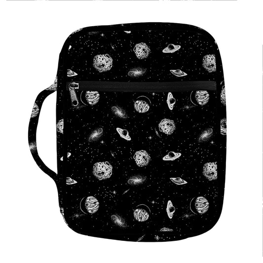 Black And White UFO Pattern Print Front Pocket Bible Bag
