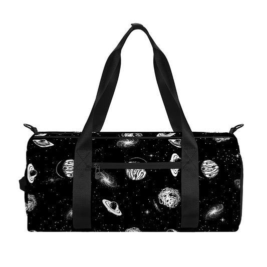 Black And White UFO Pattern Print Gym Bag