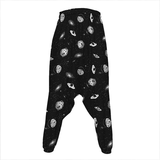 Black And White UFO Pattern Print Hammer Pants