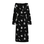 Black And White UFO Pattern Print Hooded Bathrobe