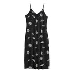Black And White UFO Pattern Print Jersey Midi Cami Dress