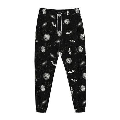 Black And White UFO Pattern Print Jogger Pants