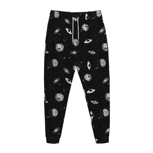 Black And White UFO Pattern Print Jogger Pants