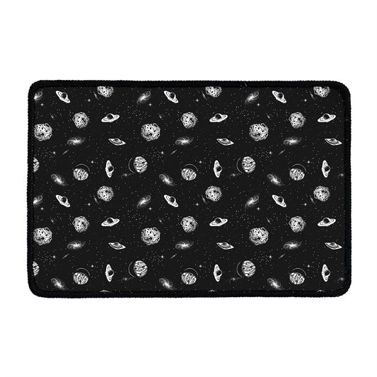 Black And White UFO Pattern Print Kitchen Mat