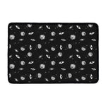 Black And White UFO Pattern Print Kitchen Mat