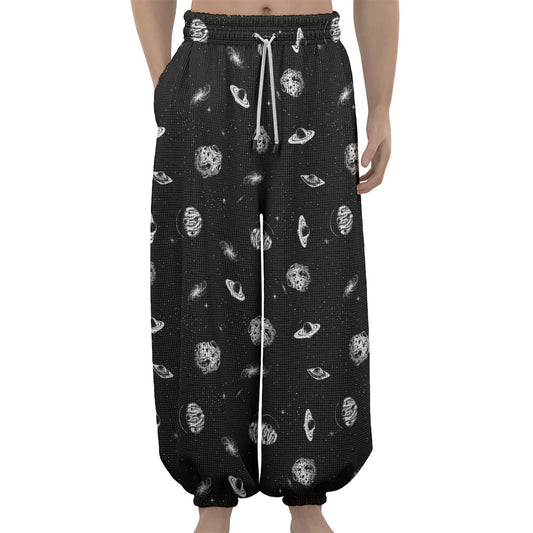 Black And White UFO Pattern Print Lantern Pants