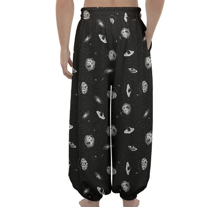 Black And White UFO Pattern Print Lantern Pants