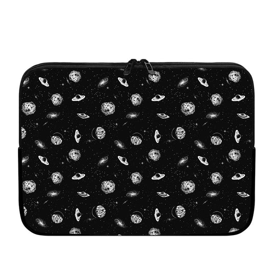 Black And White UFO Pattern Print Laptop Sleeve