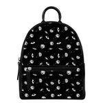 Black And White UFO Pattern Print Leather Backpack