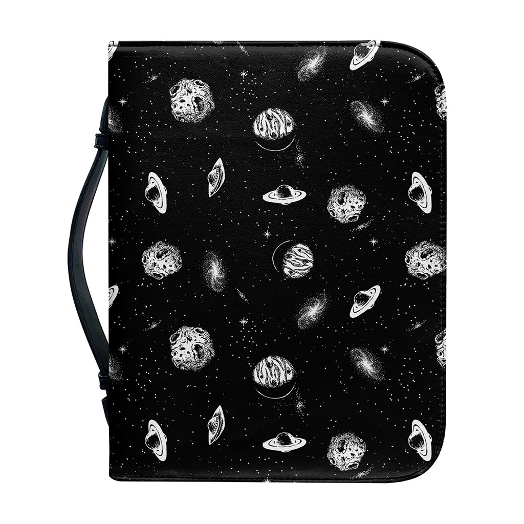 Black And White UFO Pattern Print Leather Bible Cover