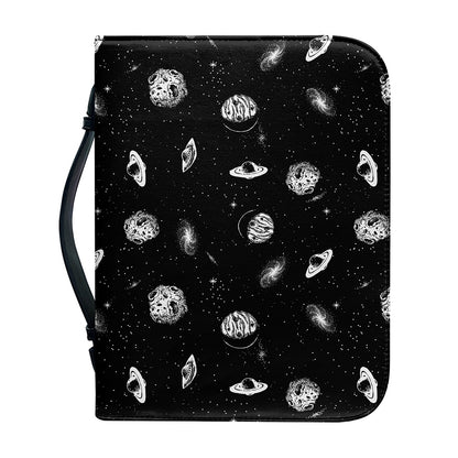 Black And White UFO Pattern Print Leather Bible Cover