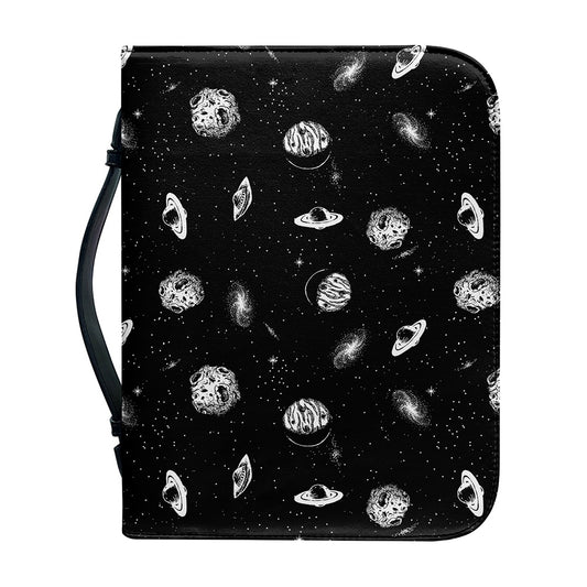 Black And White UFO Pattern Print Leather Bible Cover