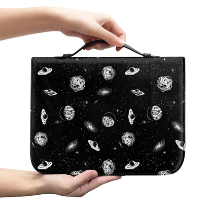 Black And White UFO Pattern Print Leather Bible Cover