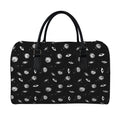 Black And White UFO Pattern Print Leather Duffel Bag