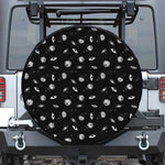 Black And White UFO Pattern Print Leather Spare Tire Cover