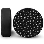 Black And White UFO Pattern Print Leather Spare Tire Cover