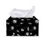 Black And White UFO Pattern Print Leather Tissue Box Cover