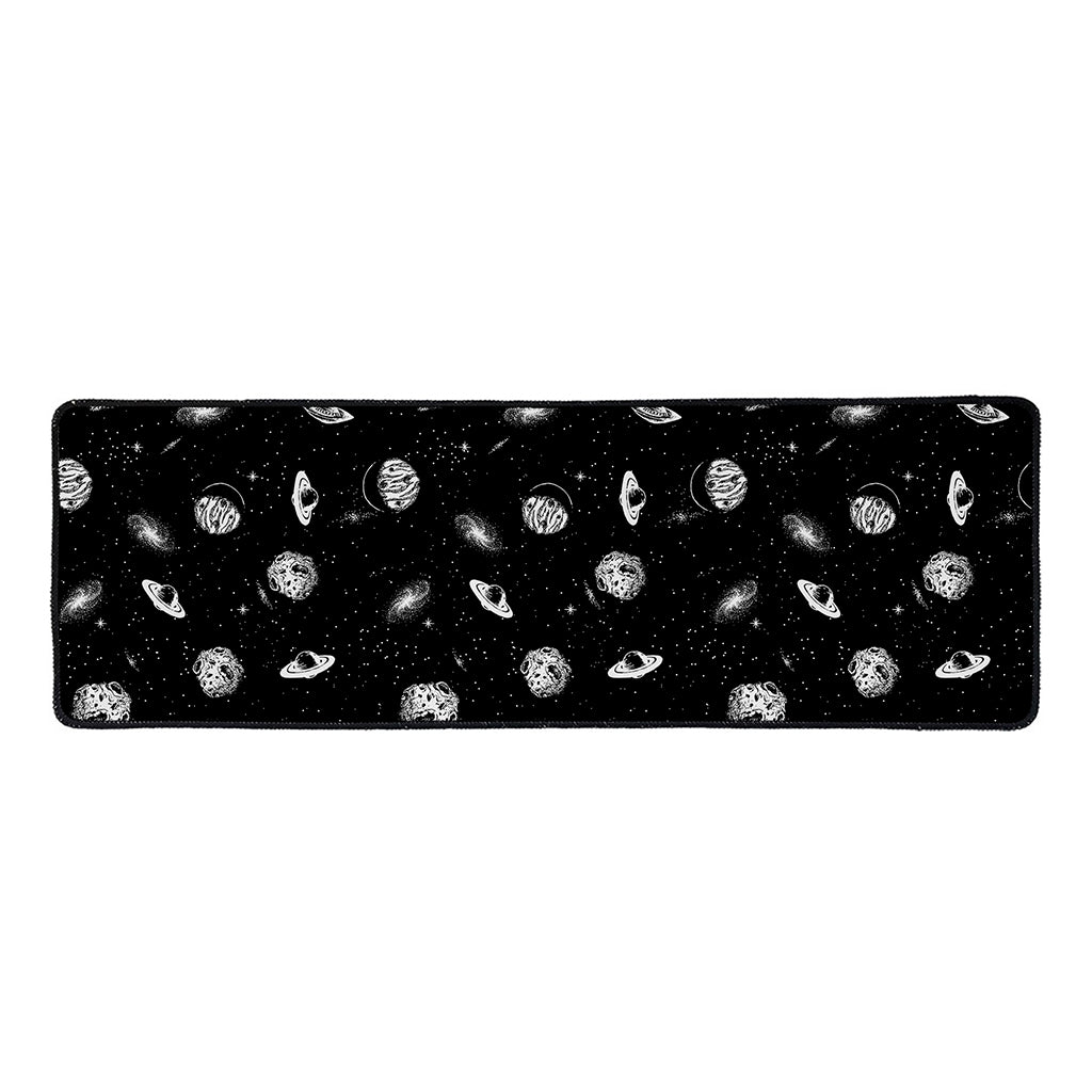 Black And White UFO Pattern Print Long Kitchen Mat