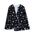 Black And White UFO Pattern Print Long Sleeve Short Coat