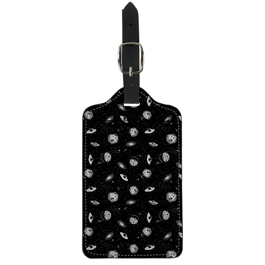Black And White UFO Pattern Print Luggage Tag