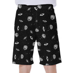 Black And White UFO Pattern Print Men's Beach Shorts
