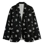 Black And White UFO Pattern Print Men's Blazer