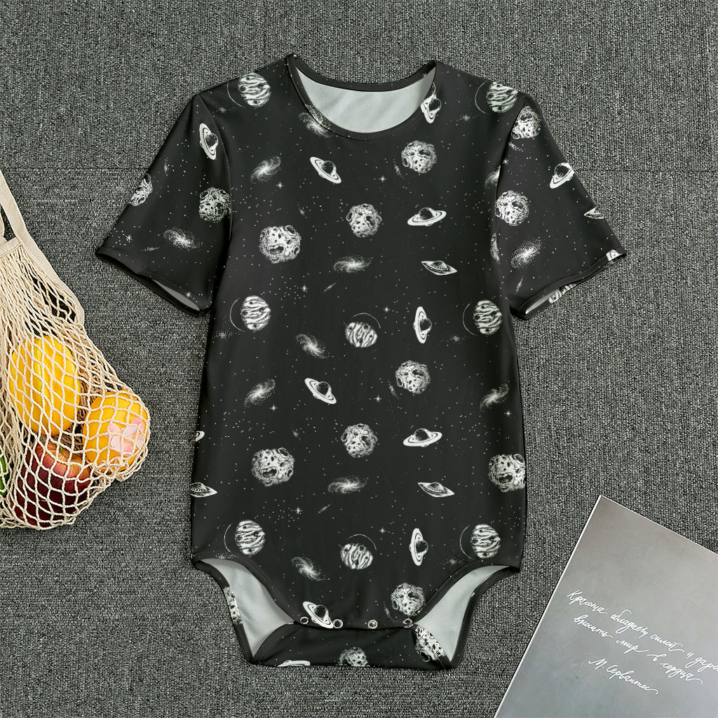 Black And White UFO Pattern Print Men's Bodysuit