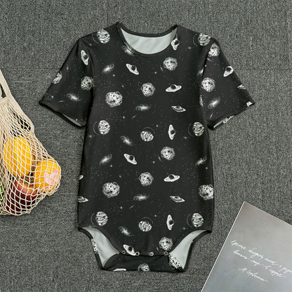 Black And White UFO Pattern Print Men's Bodysuit