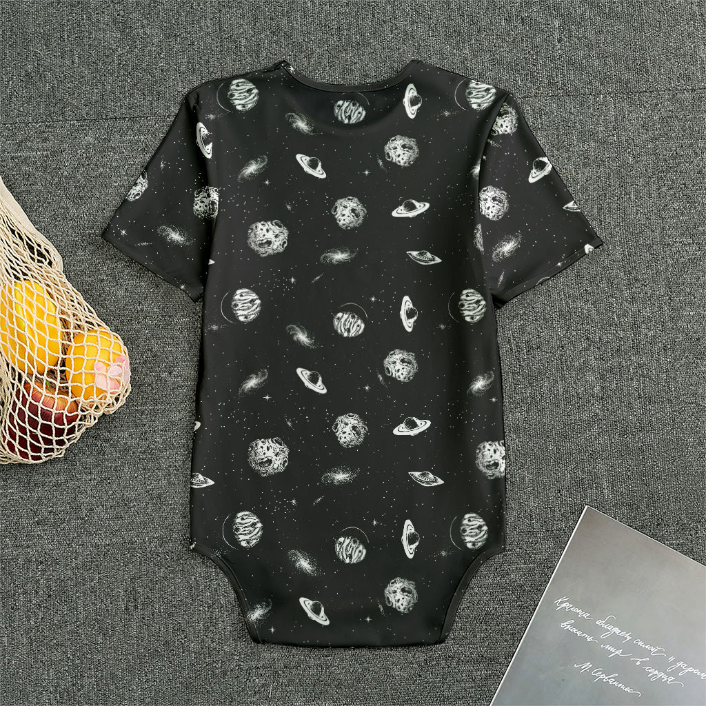 Black And White UFO Pattern Print Men's Bodysuit