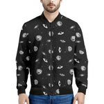 Black And White UFO Pattern Print Men's Bomber Jacket