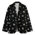 Black And White UFO Pattern Print Men's Cotton Blazer
