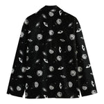 Black And White UFO Pattern Print Men's Cotton Blazer
