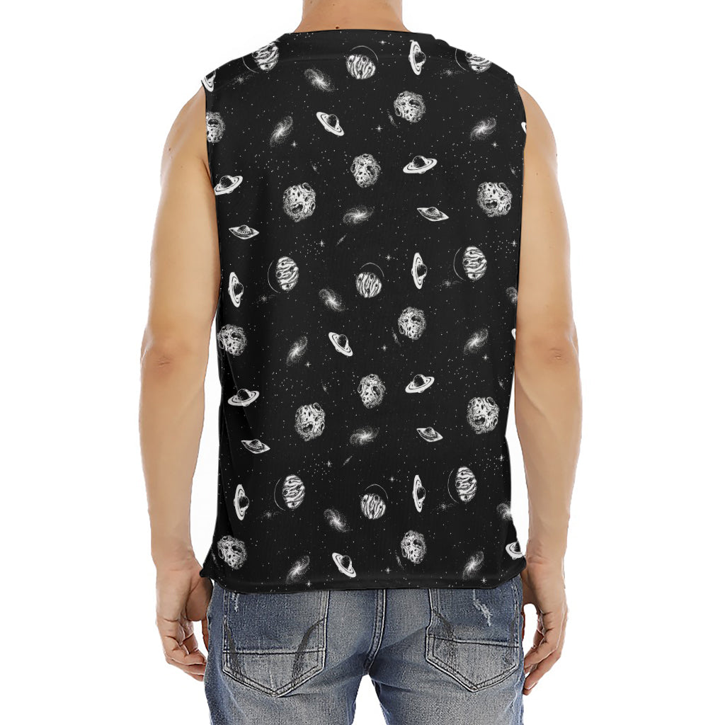 Black And White UFO Pattern Print Men's Fitness Tank Top