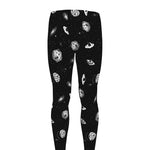Black And White UFO Pattern Print Men's leggings
