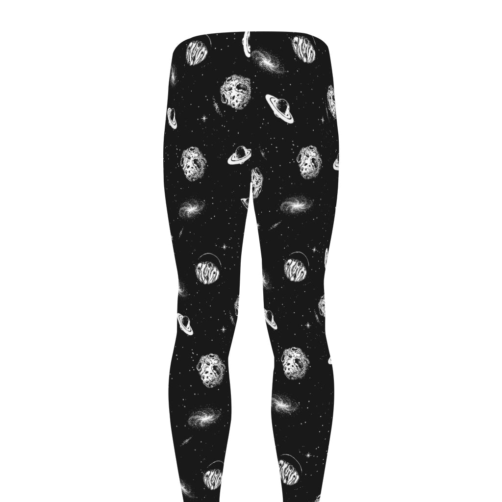Black And White UFO Pattern Print Men's leggings