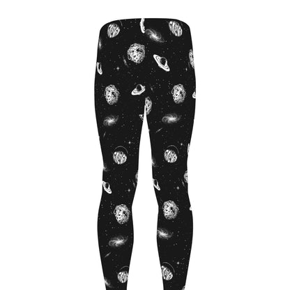 Black And White UFO Pattern Print Men's leggings