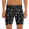 Black And White UFO Pattern Print Men's Long Boxer Briefs
