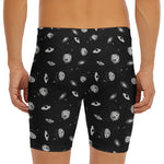 Black And White UFO Pattern Print Men's Long Boxer Briefs