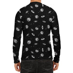 Black And White UFO Pattern Print Men's Long Sleeve Rash Guard