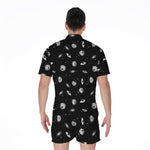 Black And White UFO Pattern Print Men's Rompers