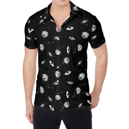 Black And White UFO Pattern Print Men's Shirt